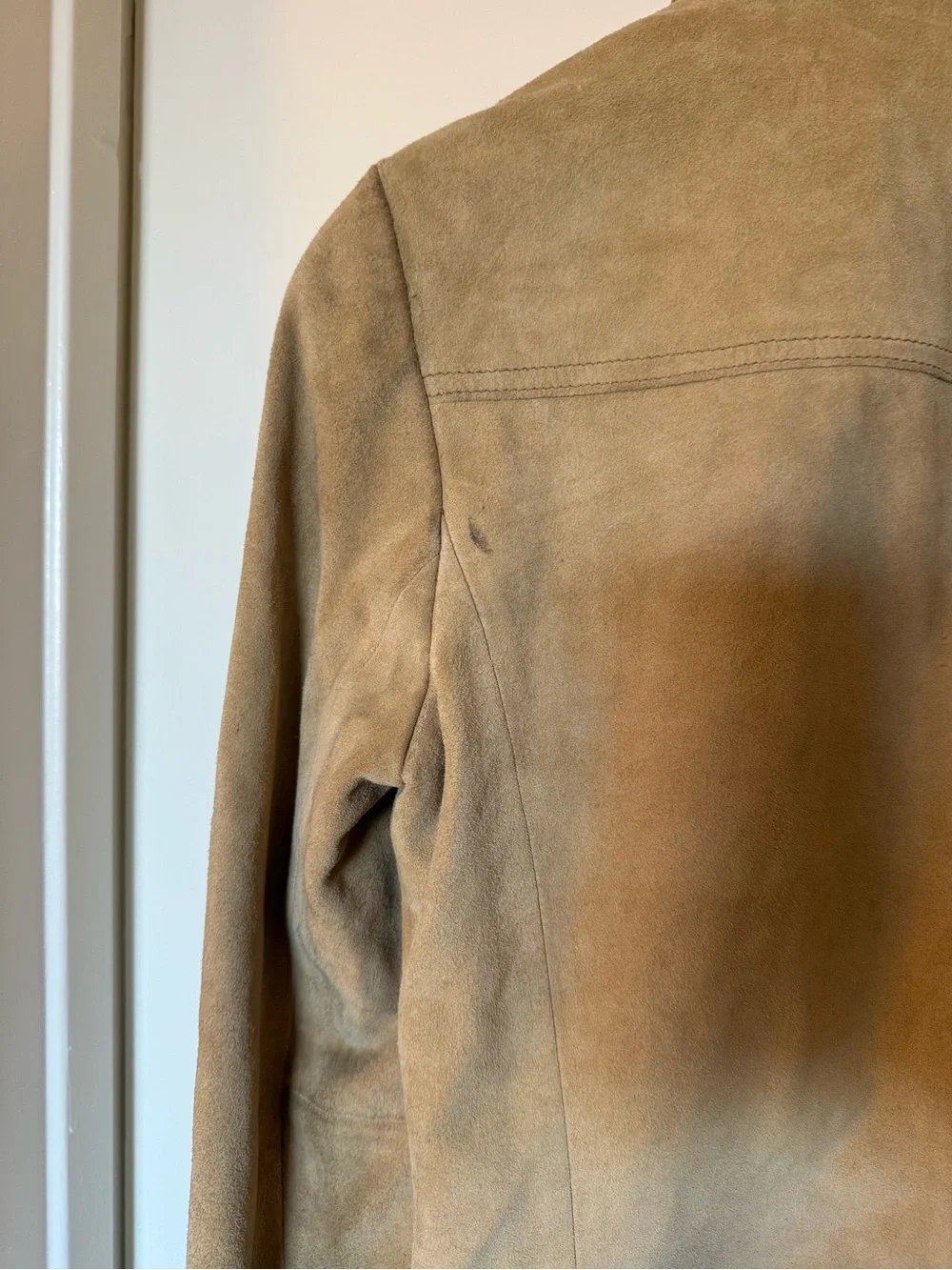 J.Crew Tan Suede Leather Zip Jacket XS Style 62065 Genuine Leather